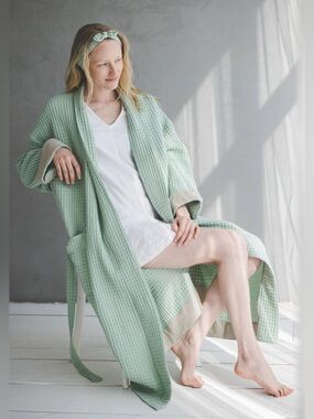 Waffle Linen Cotton Bathrobe XS/S
